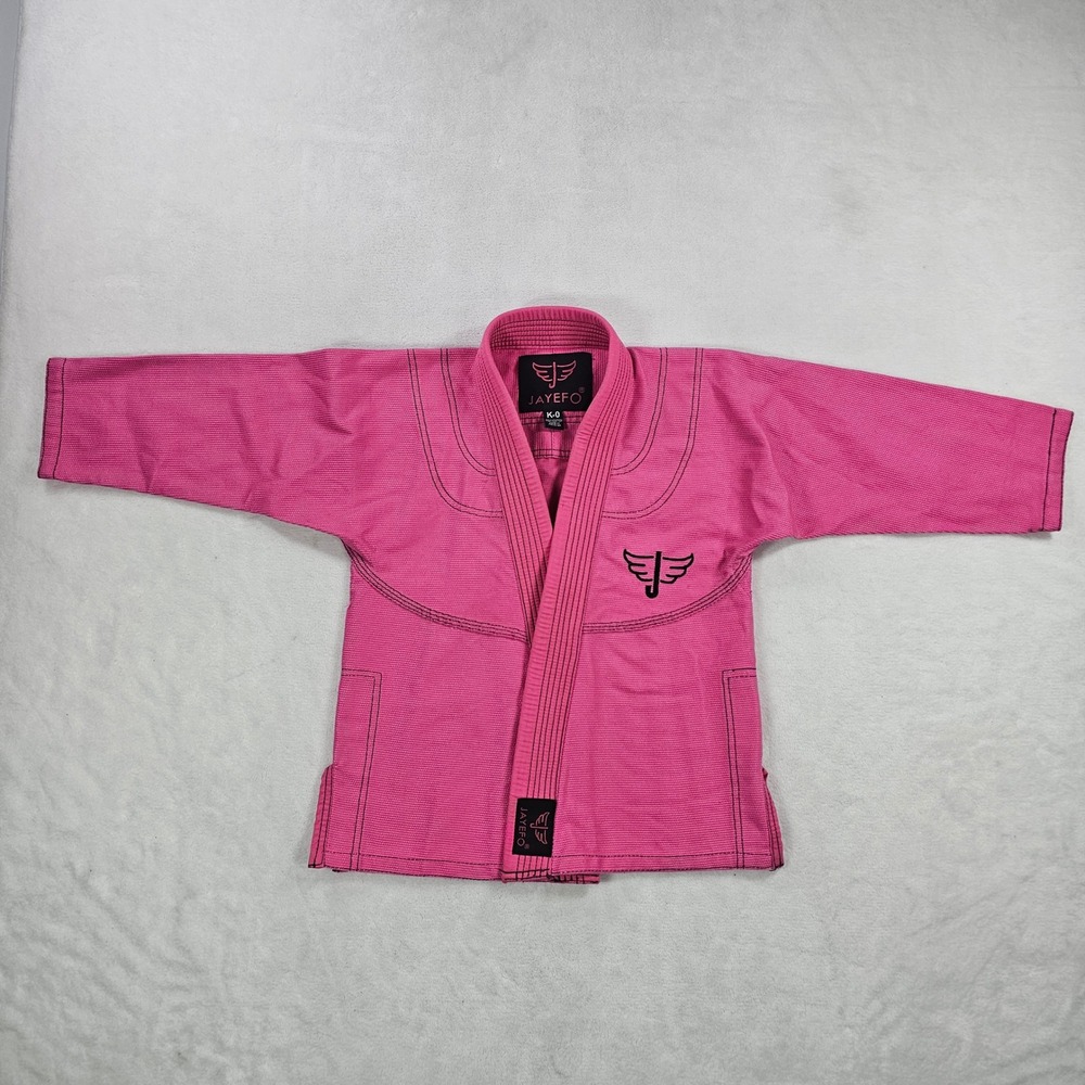 Jayefo BJJ Gi Kimono Top Kids Size K-0 Pink Excellent Pearl Weave Martial Arts